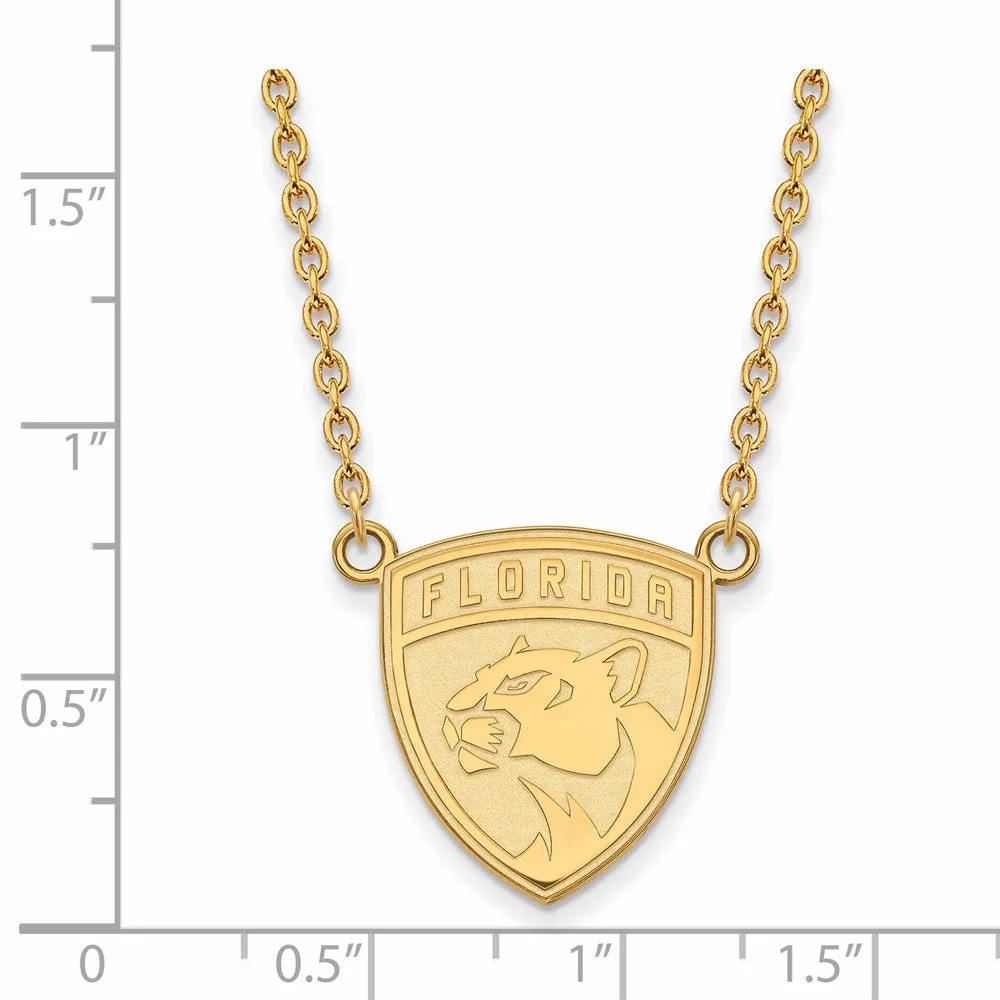 10k Yellow Gold NHL Florida Panthers Large Necklace, 18 Inch