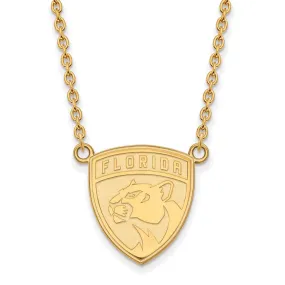 10k Yellow Gold NHL Florida Panthers Large Necklace, 18 Inch