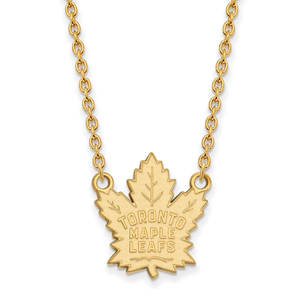 10k Yellow Gold NHL Toronto Maple Leafs Large Necklace, 18 Inch