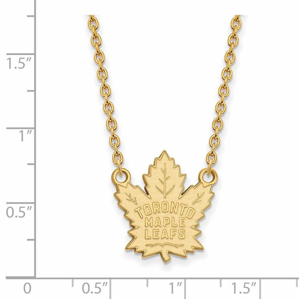 10k Yellow Gold NHL Toronto Maple Leafs Large Necklace, 18 Inch