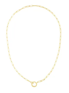 14K Gold 3.2mm Charm Clasp Paperclip Necklace