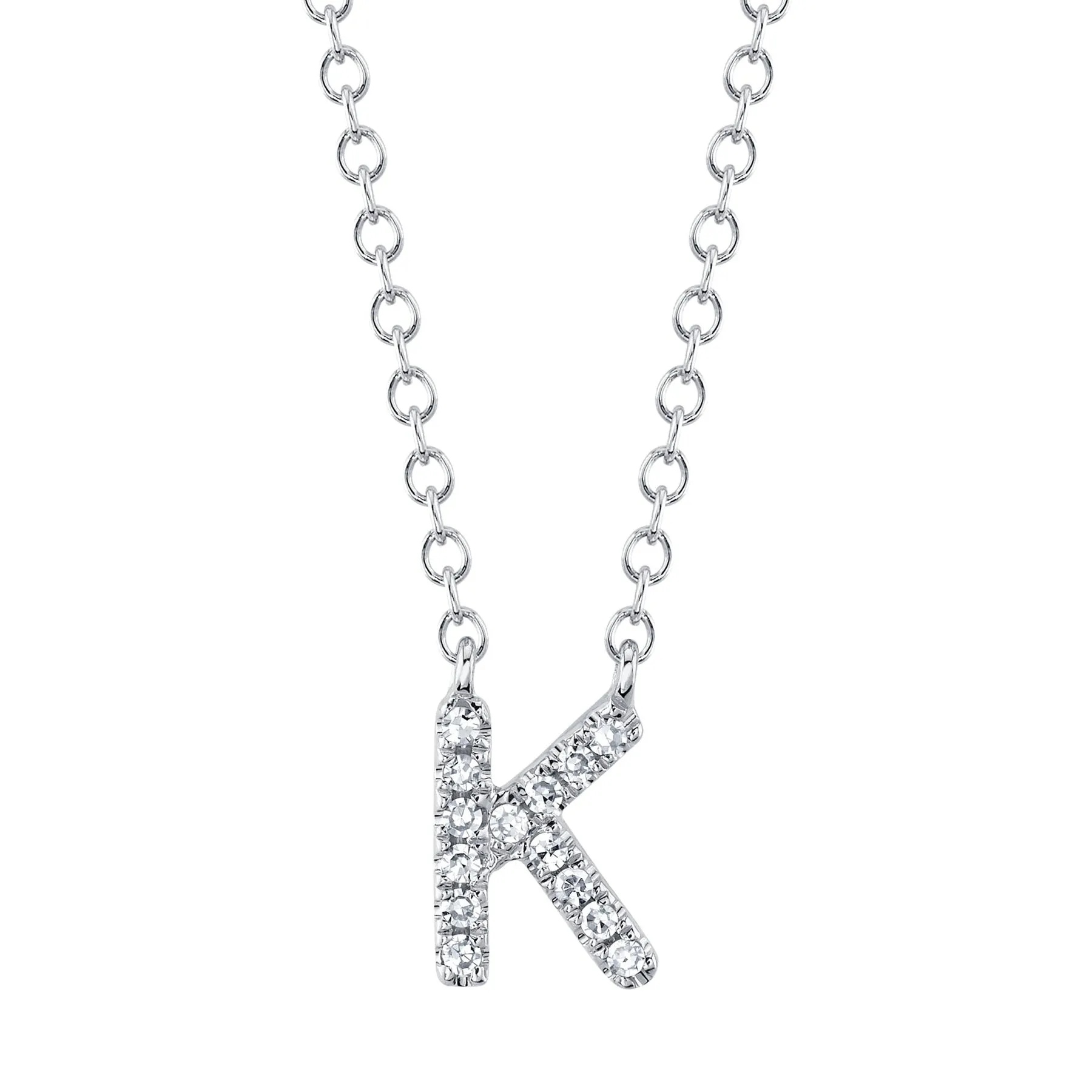 14K Gold Diamond Initial Necklace