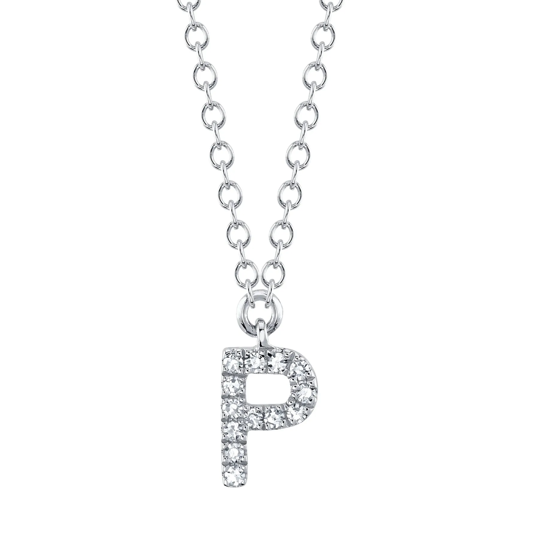 14K Gold Diamond Initial Necklace