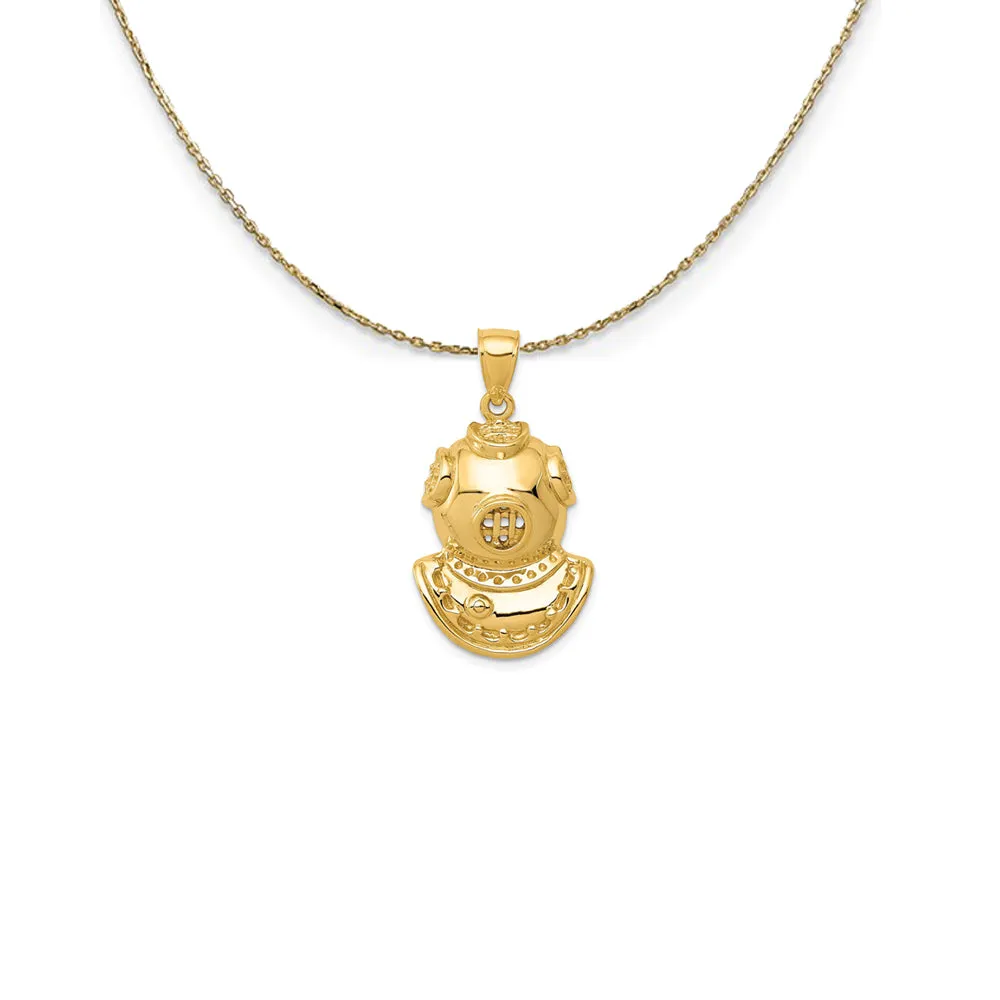 14k Yellow Gold Diving Helmet Necklace