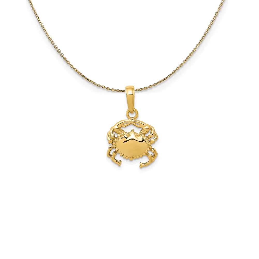 14k Yellow Gold Polished Crab Necklace