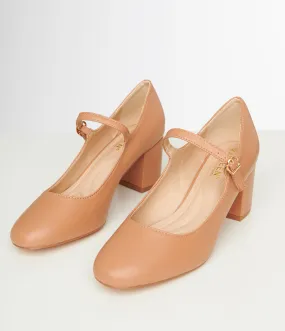 1950s Brown Leatherette Mary Jane Heels