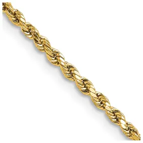 2.25mm 14K Yellow Gold Diamond Cut Hollow Rope Chain Necklace