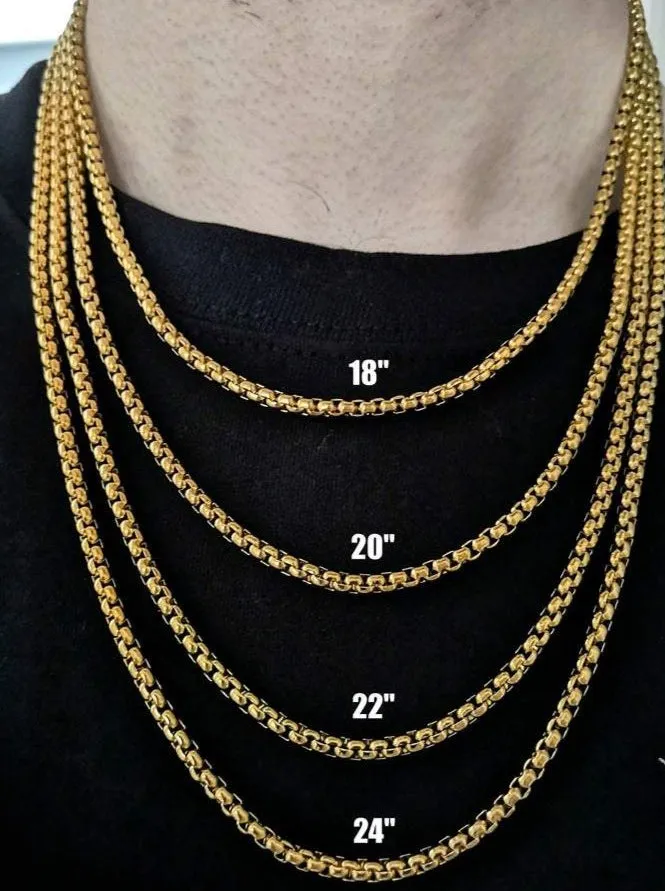 4mm Gold Box Chain Necklace