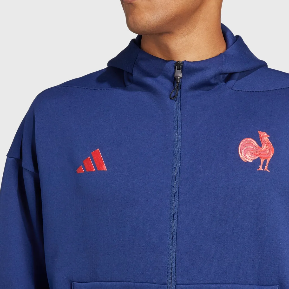 Adidas France Rugby Travel Full Zip Hoody Dark Blue