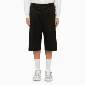 Alexander McQueen    Alexander Mc Queen Black Baggy Cotton Bermuda Shorts