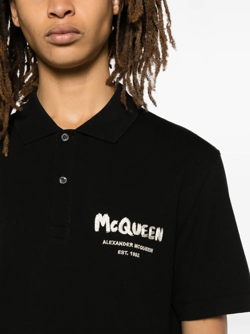 Alexander McQueen    Alexander Mc Queen Graffiti Cotton Polo Shirt