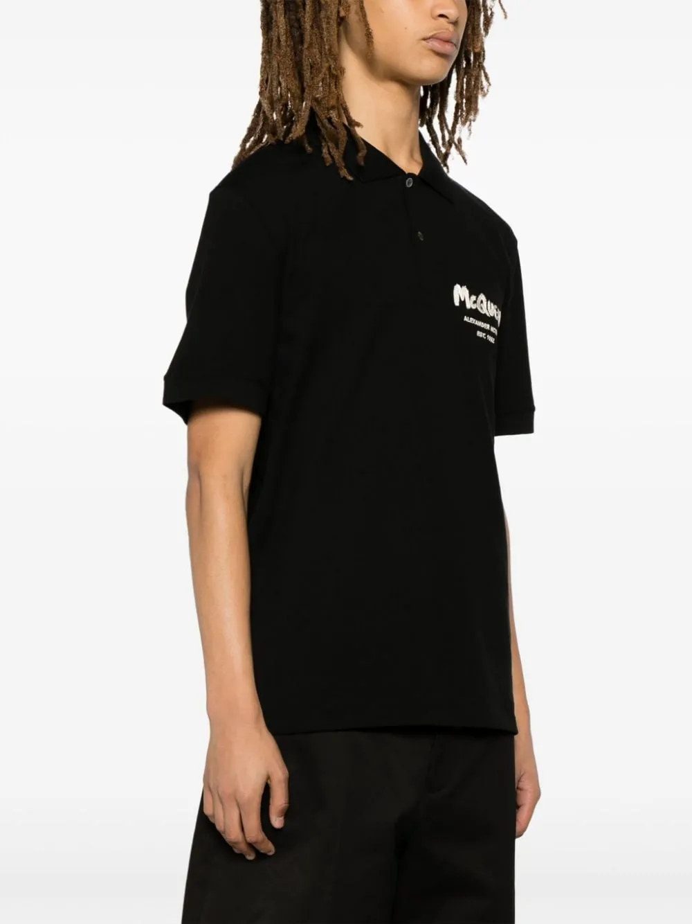 Alexander McQueen    Alexander Mc Queen Graffiti Cotton Polo Shirt