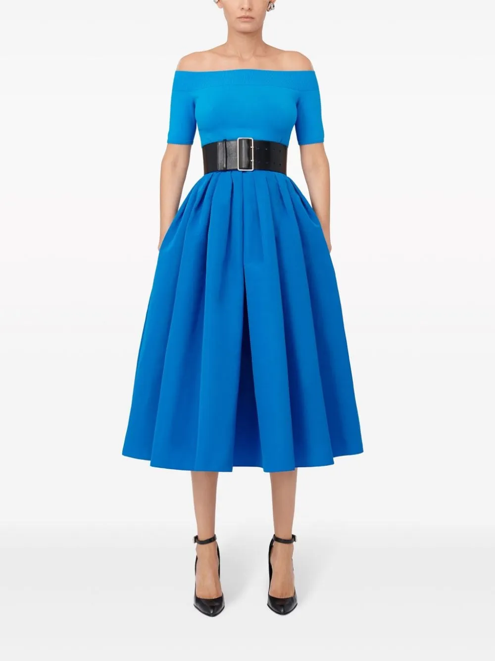 Alexander McQueen    Alexander Mc Queen Pleated Flared Midi Skirt