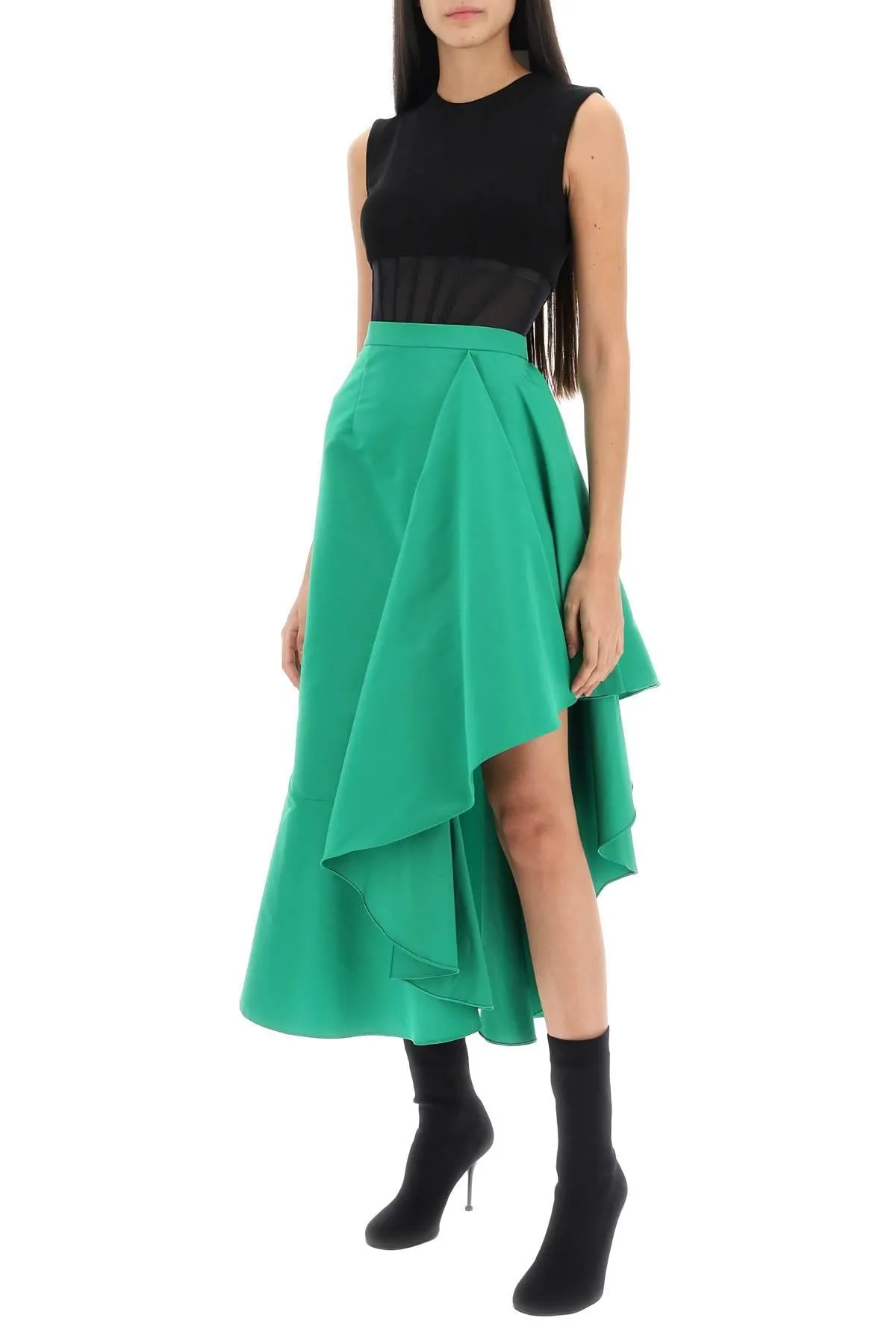 Alexander McQueen    Alexander Mcqueen Asymmetric Skirt With Maxi Flounce