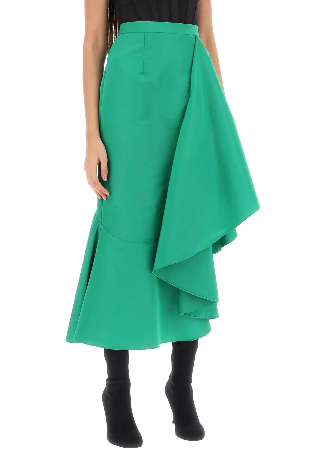 Alexander McQueen    Alexander Mcqueen Asymmetric Skirt With Maxi Flounce