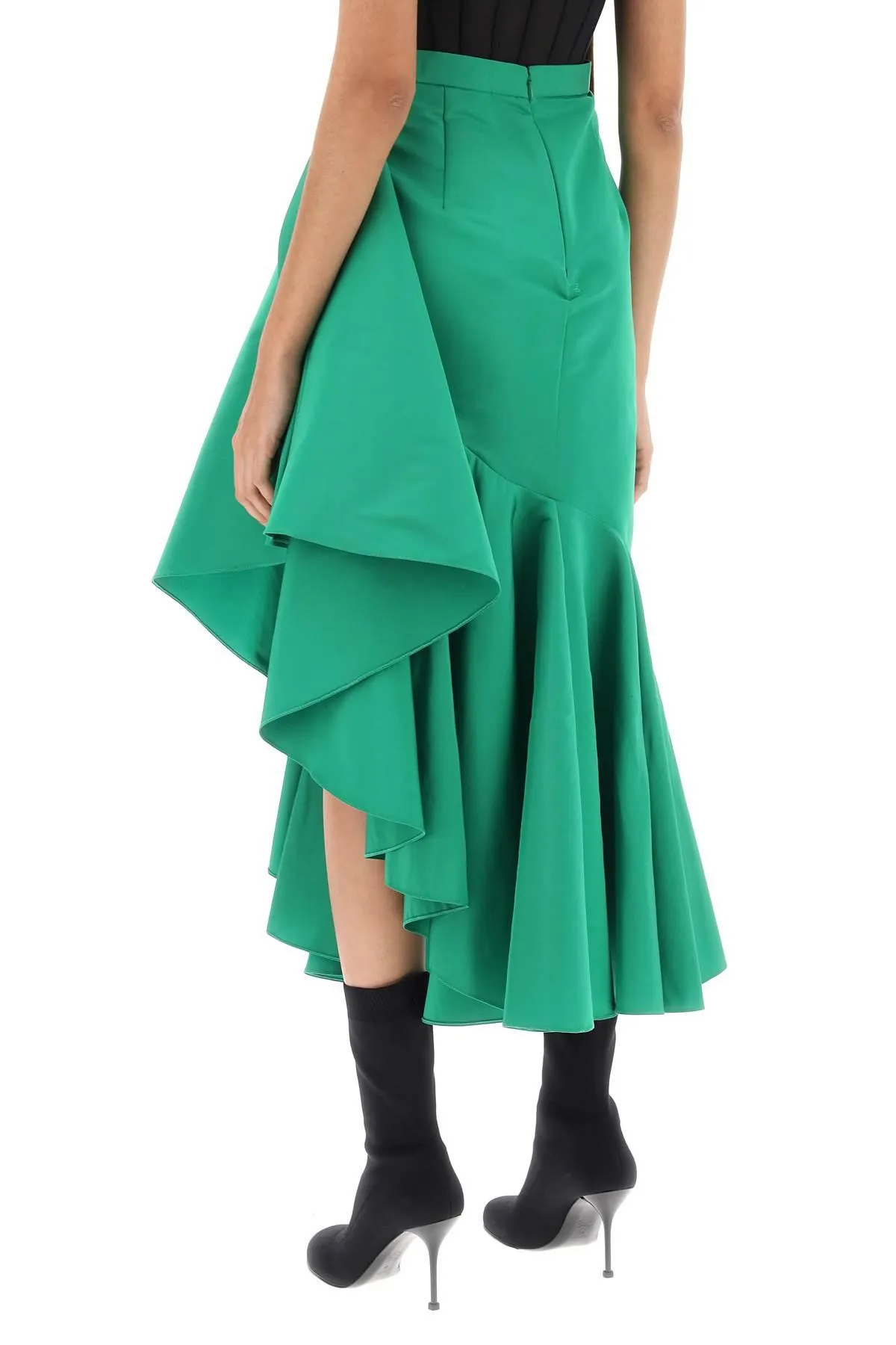 Alexander McQueen    Alexander Mcqueen Asymmetric Skirt With Maxi Flounce