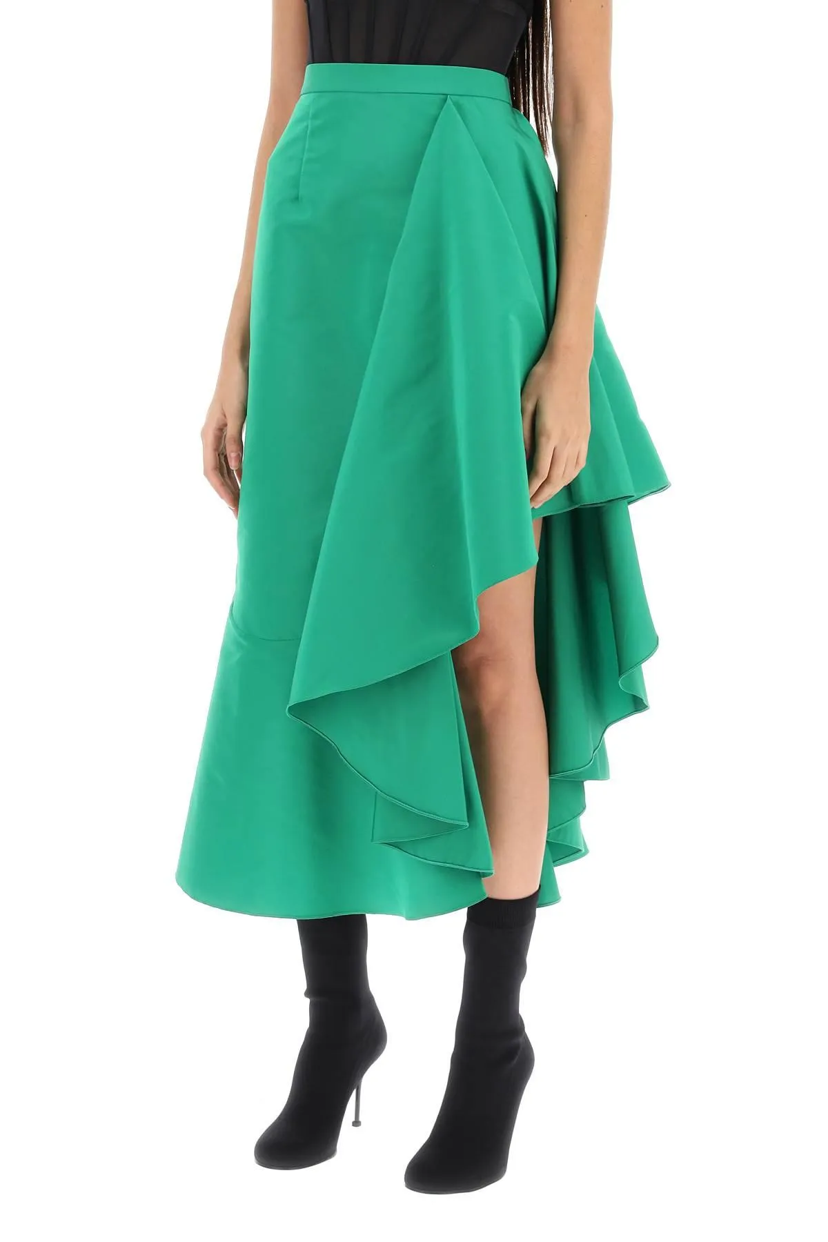 Alexander McQueen    Alexander Mcqueen Asymmetric Skirt With Maxi Flounce