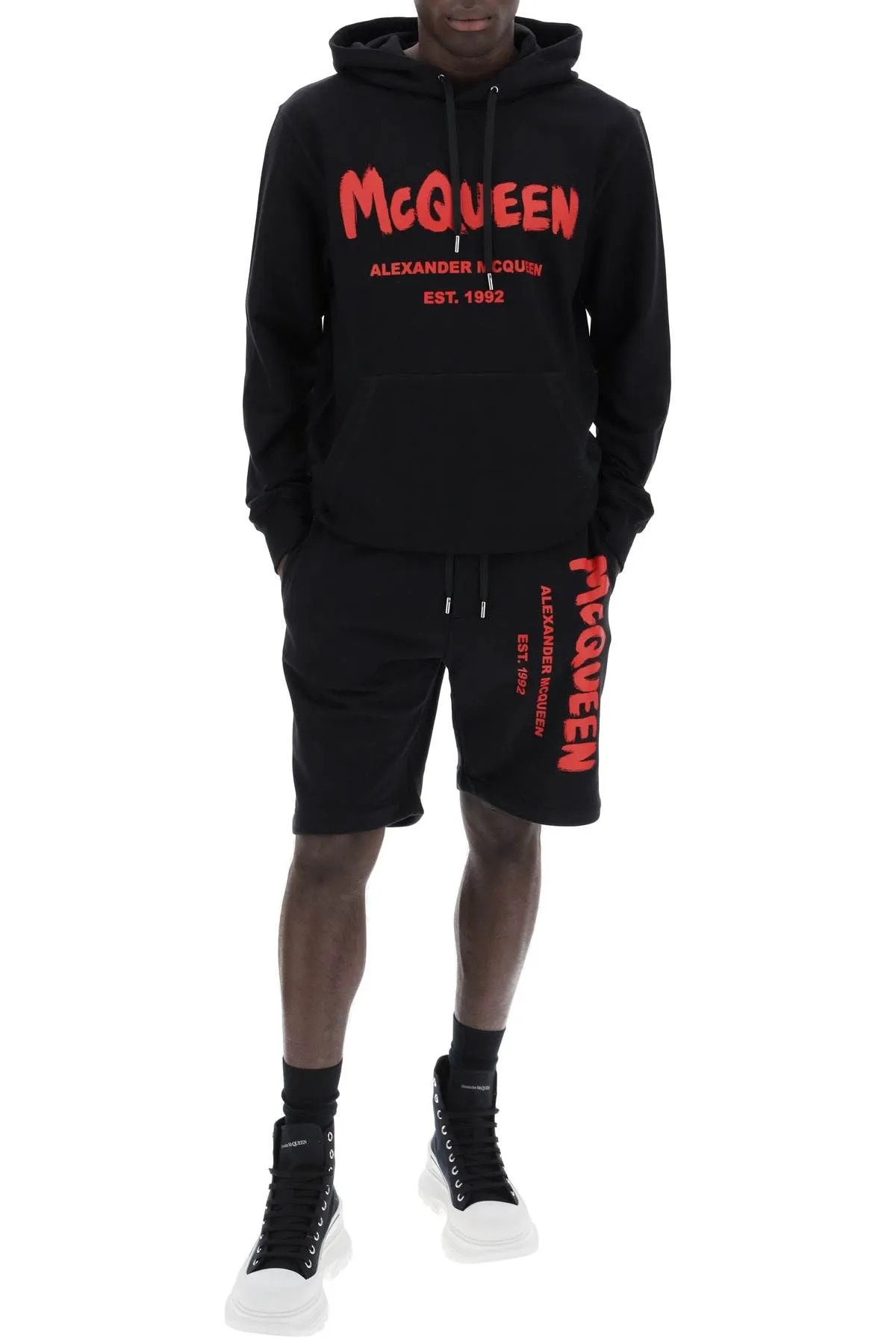 Alexander McQueen    Alexander Mcqueen Jersey Graffiti Sweatshorts