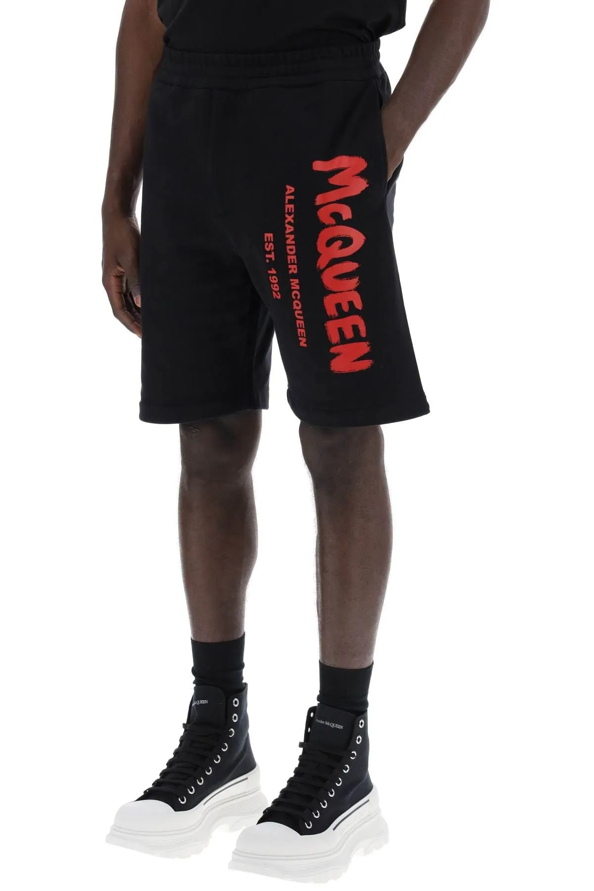 Alexander McQueen    Alexander Mcqueen Jersey Graffiti Sweatshorts