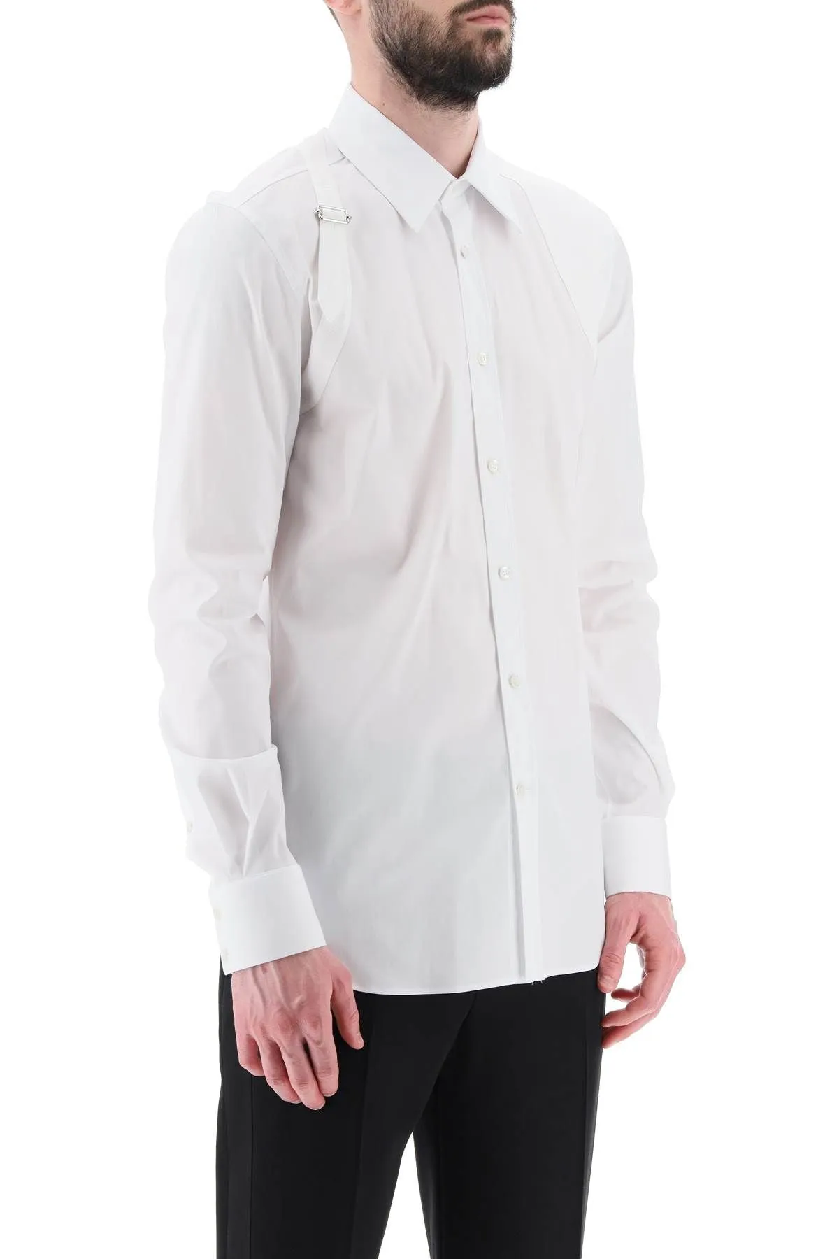 Alexander McQueen    Alexander Mcqueen Stretch Cotton Harness Shirt