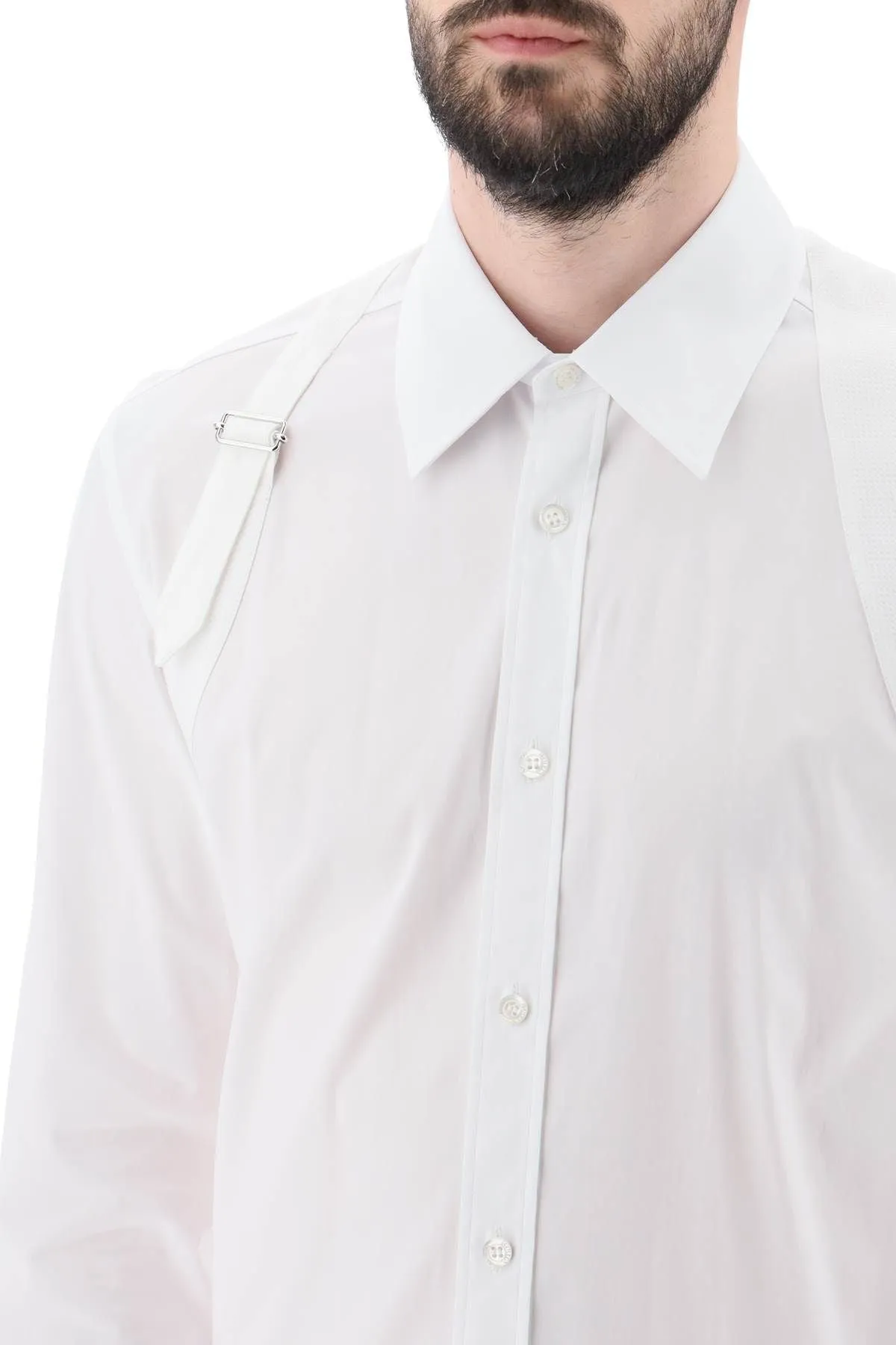 Alexander McQueen    Alexander Mcqueen Stretch Cotton Harness Shirt