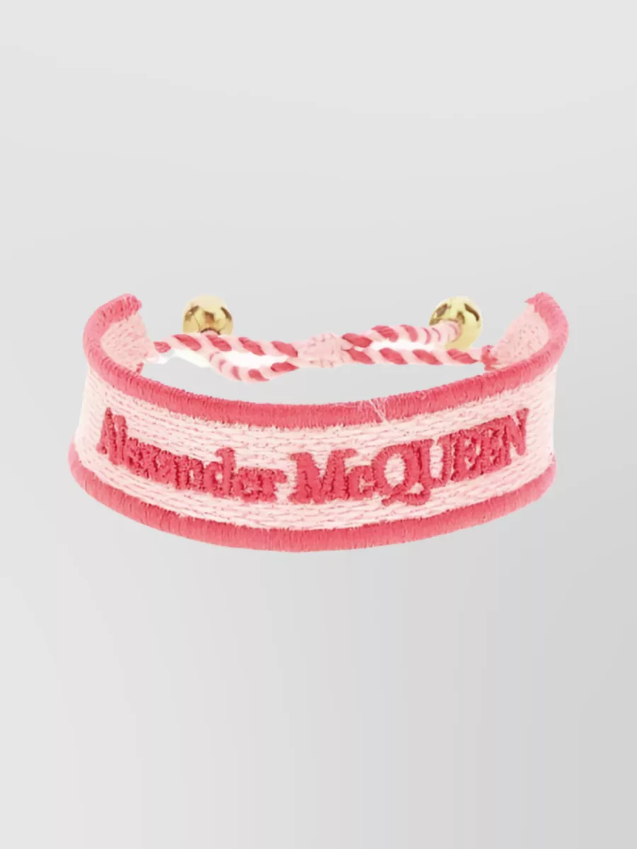 Alexander McQueen   Embroidered logo adjustable fit bracelet