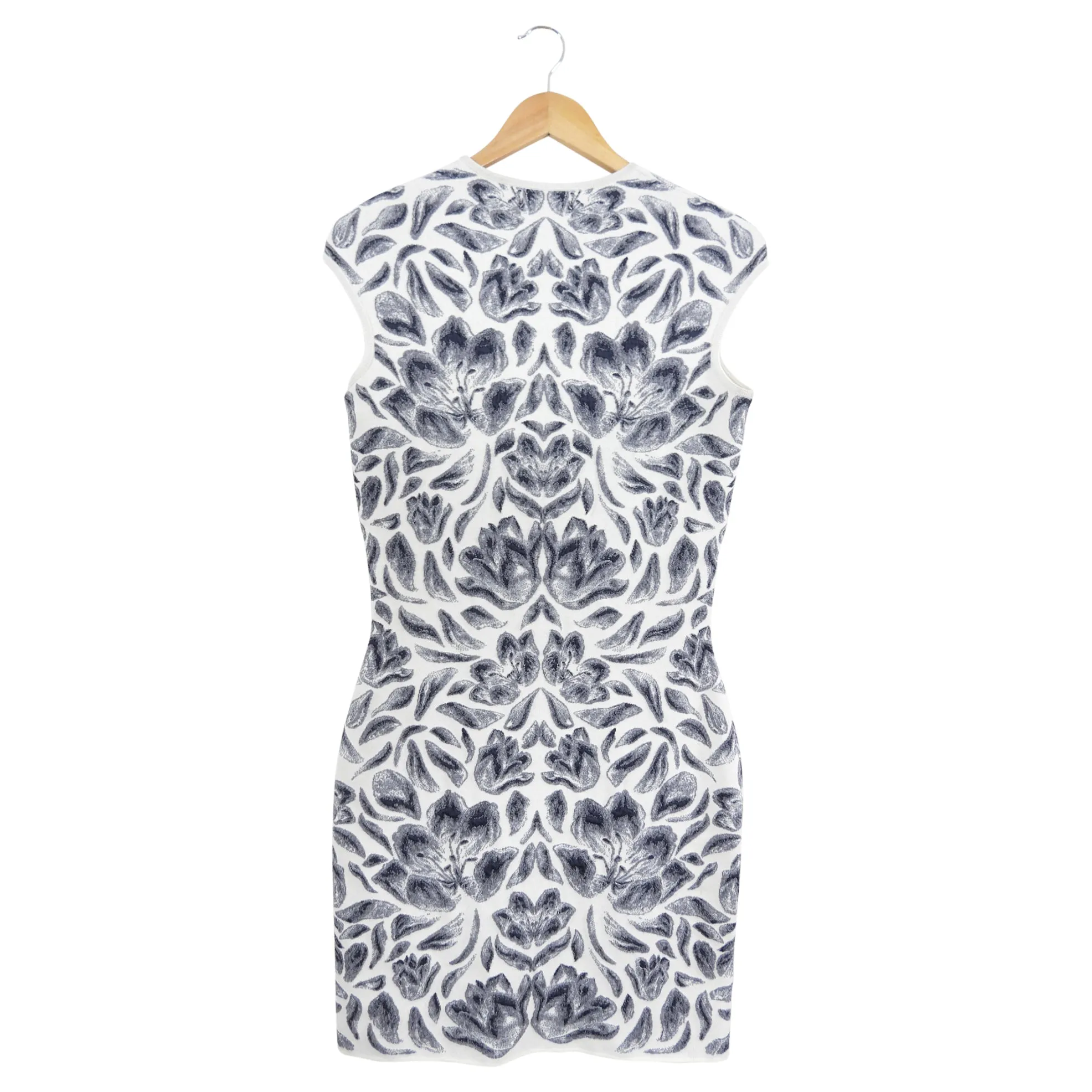 Alexander McQueen Grey White Stretch Knit Dress - L (8)