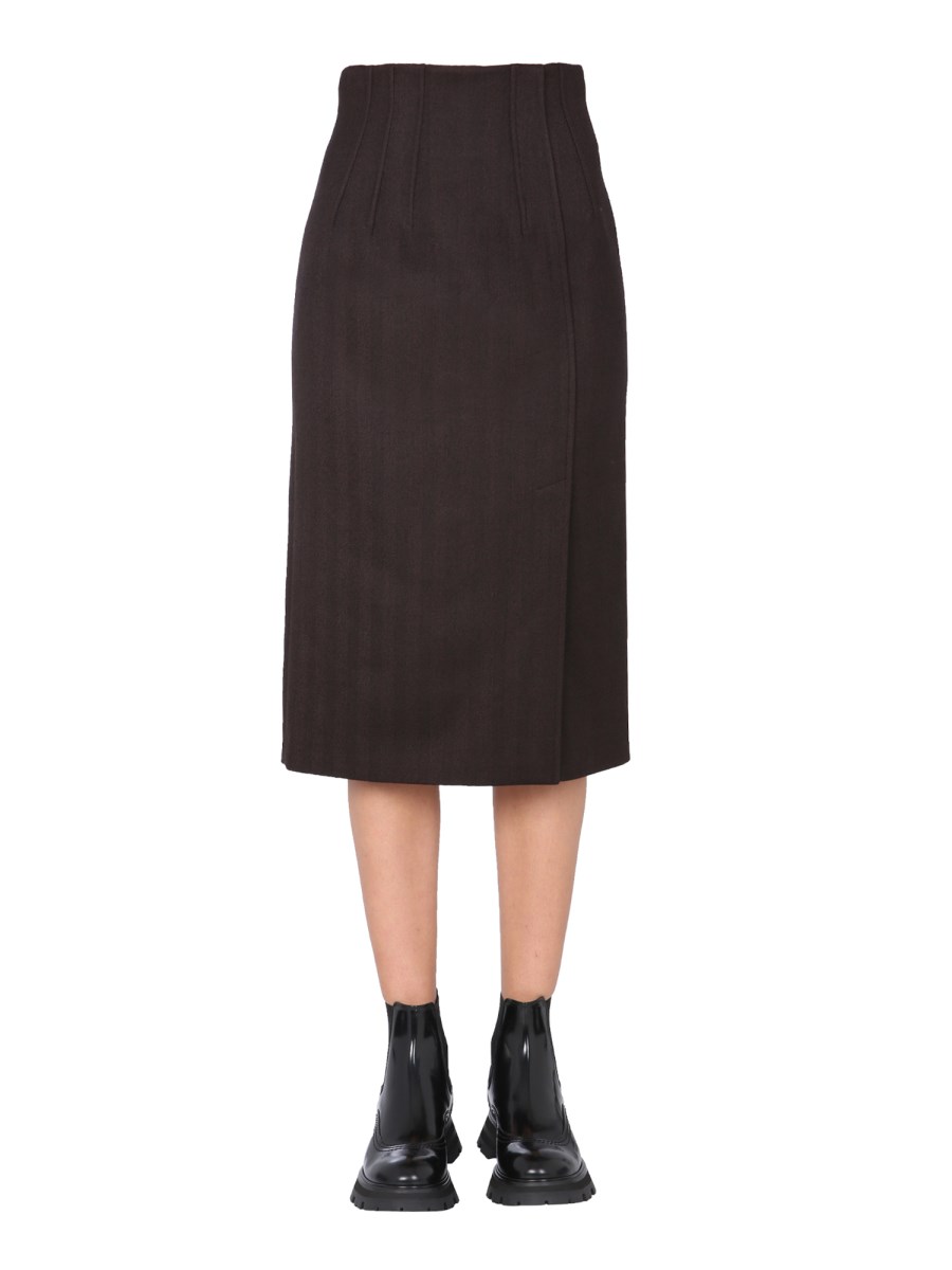 ALEXANDER McQUEEN    HIGH WAISTED CASHMERE BLEND SKIRT