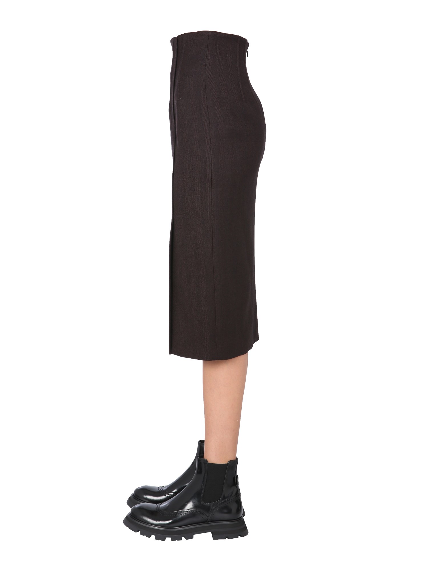 ALEXANDER McQUEEN    HIGH WAISTED CASHMERE BLEND SKIRT