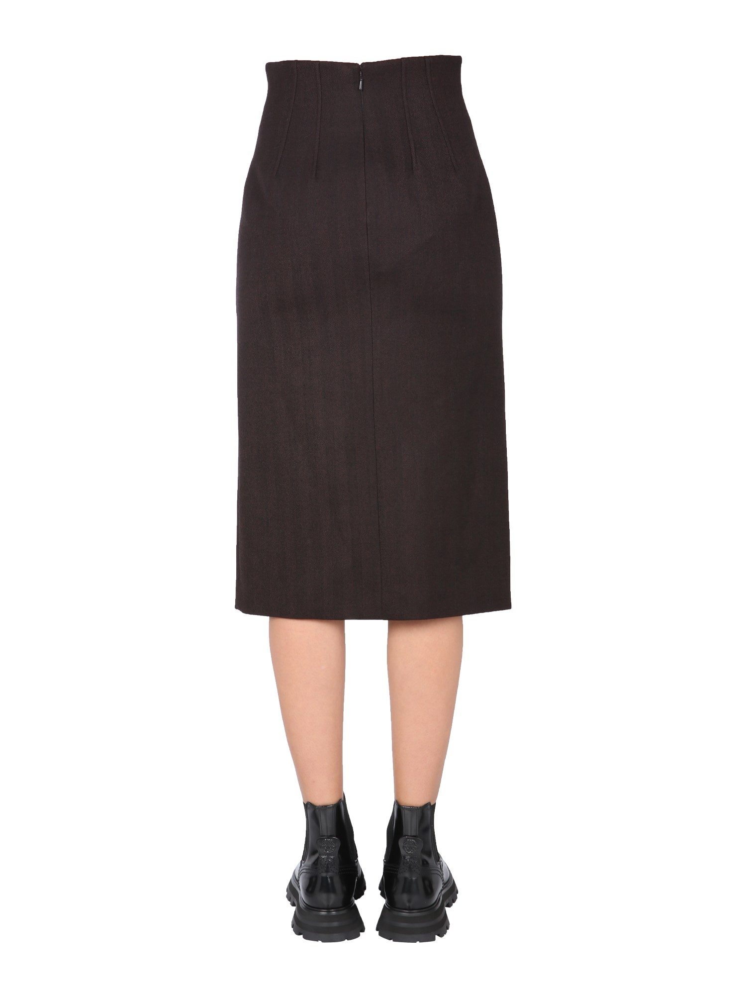 ALEXANDER McQUEEN    HIGH WAISTED CASHMERE BLEND SKIRT