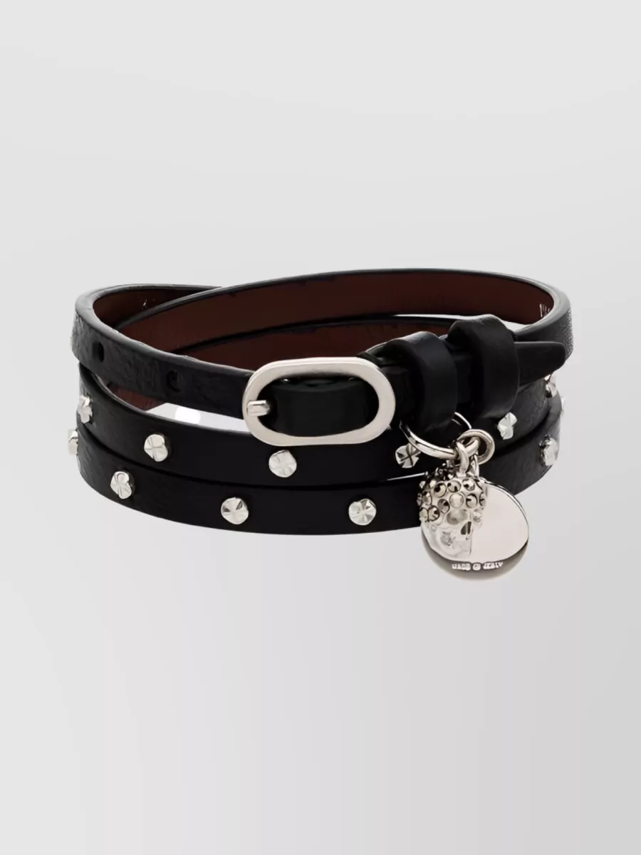 Alexander McQueen   Leather skull charm bracelet