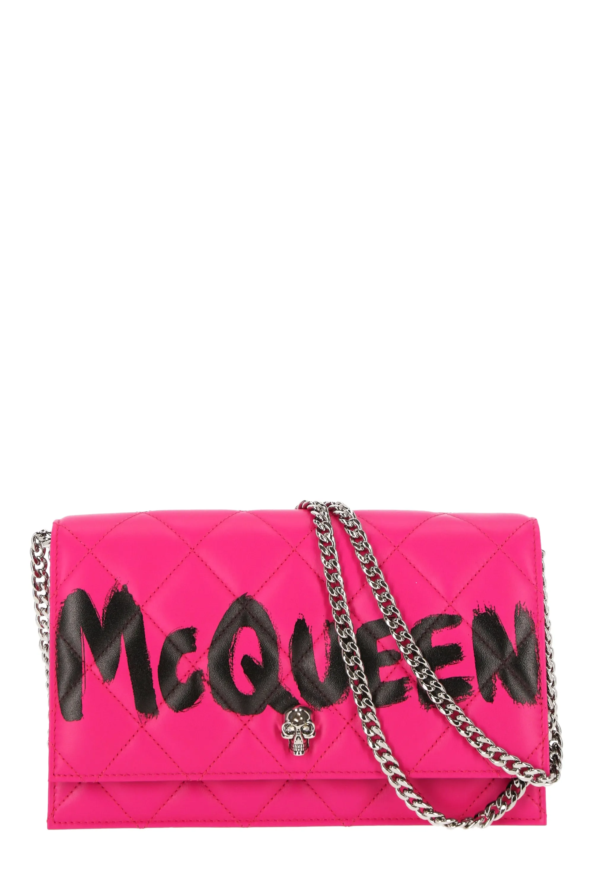 Alexander McQueen Logo Printed Quilted Chain-Linked Crossbody Bag