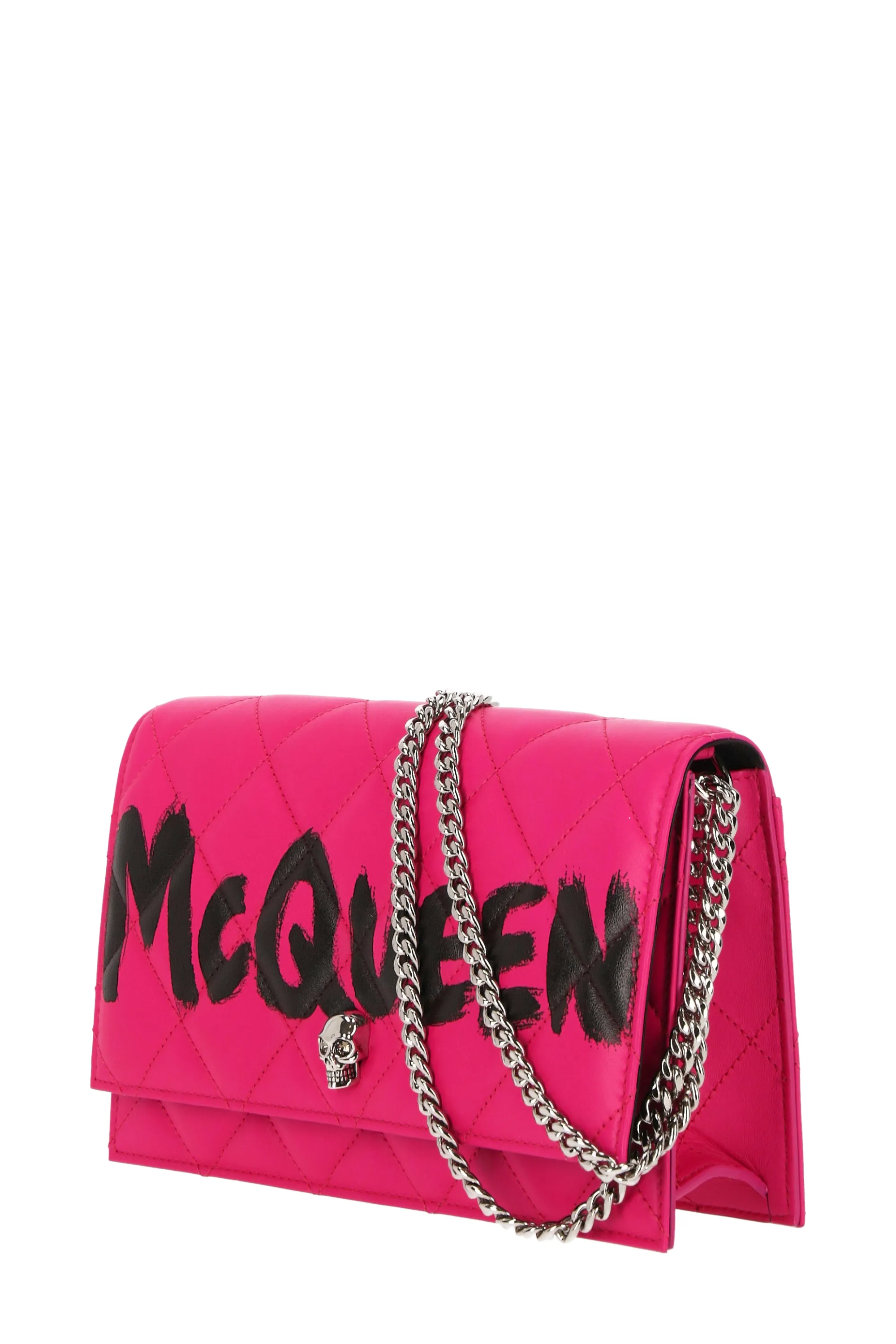 Alexander McQueen Logo Printed Quilted Chain-Linked Crossbody Bag