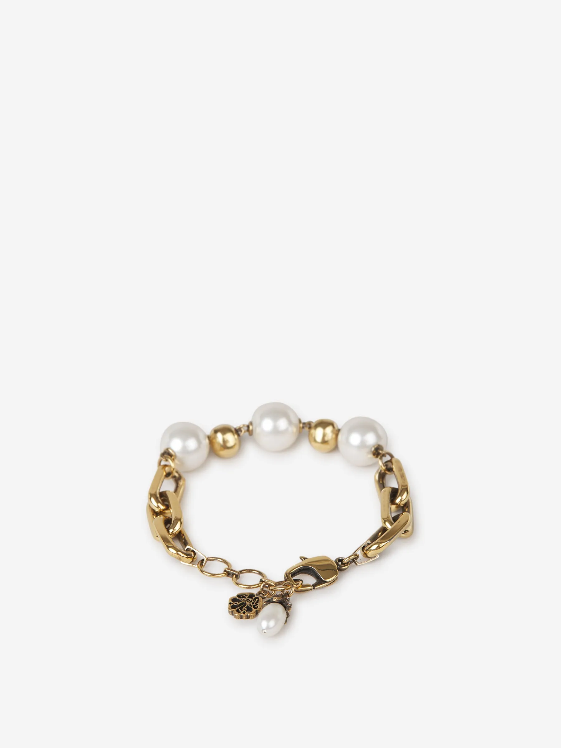 Alexander McQueen Pulsera Pearl-like Skull Chain 