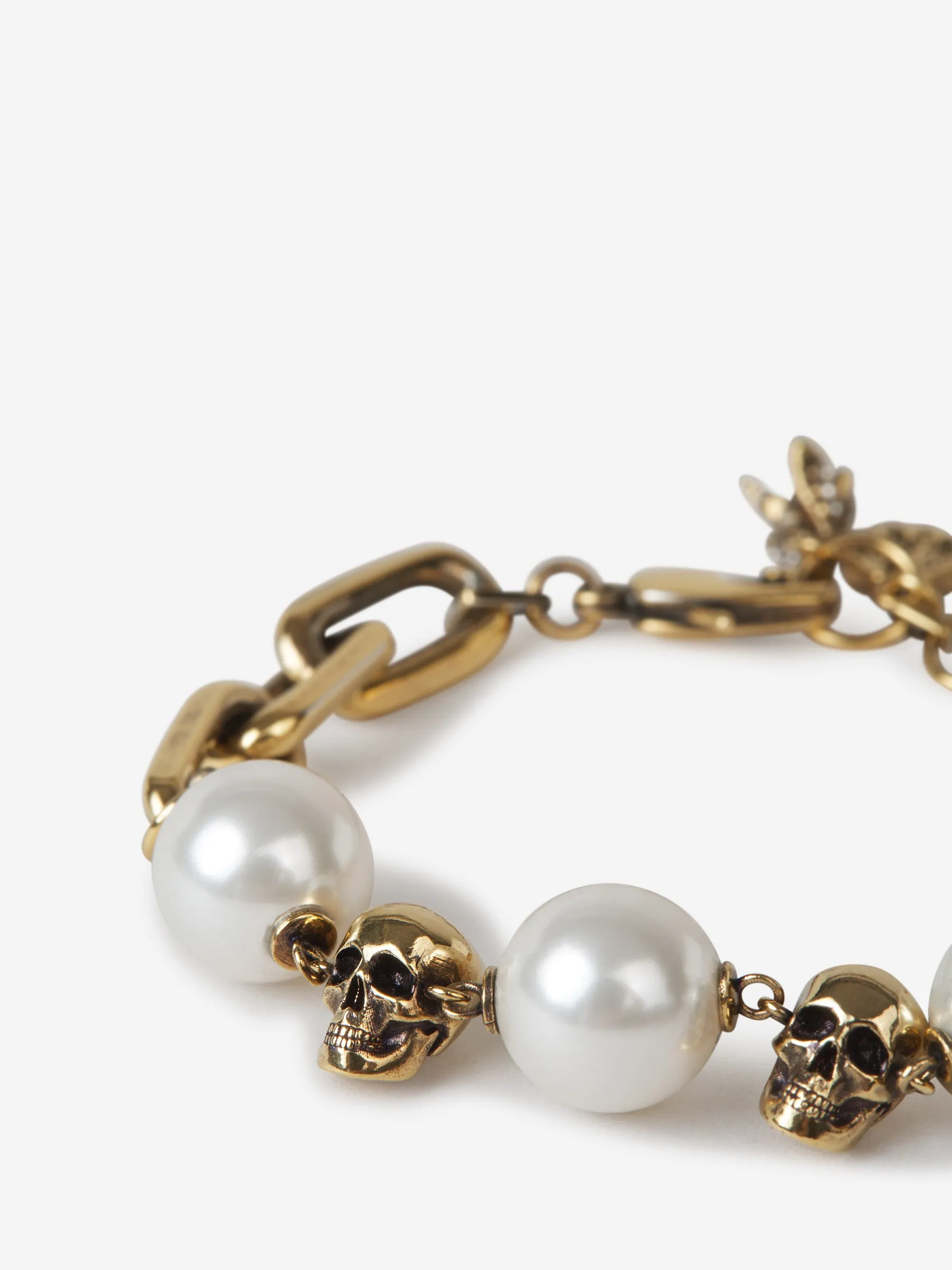 Alexander McQueen Pulsera Pearl-like Skull Chain 