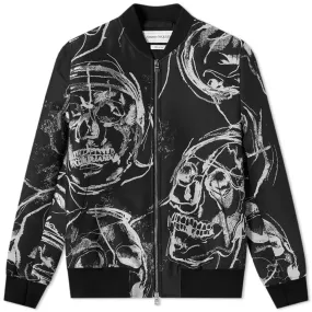 Alexander McQueen Skulll Print Bomber JacketBlack & Ivory