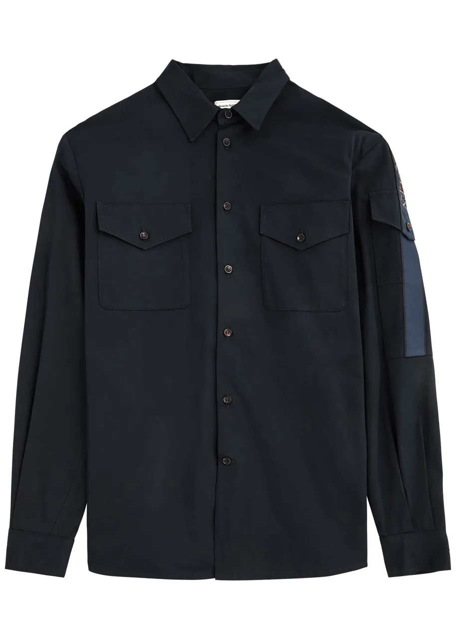 ALEXANDER MCQUEEN Taping cotton-poplin shirt  -                         -                     -                