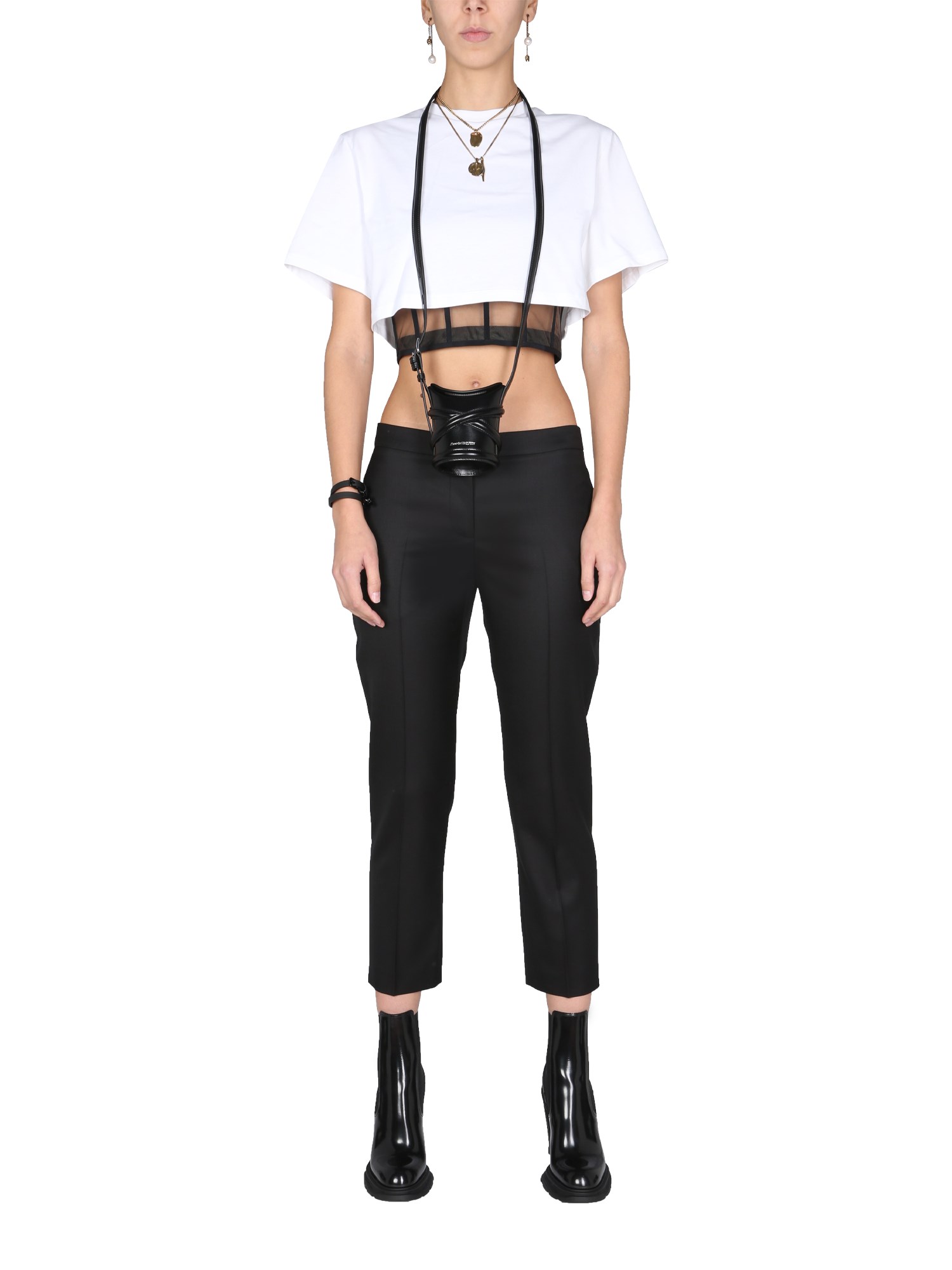 ALEXANDER McQUEEN    VIRGIN WOOL CROPPED PANTS