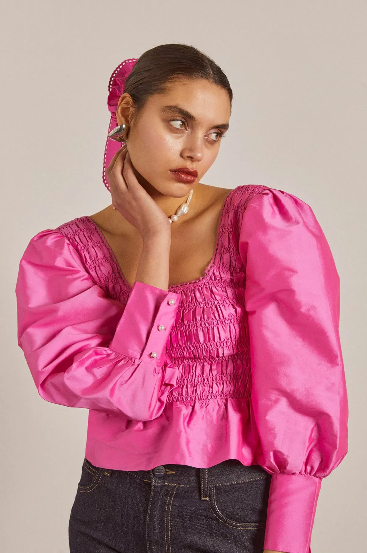 Ariana Blouse Pink Taffeta