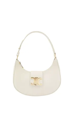 Ava Triomphe Soft Bag in Smooth Calfskin - White Cotton