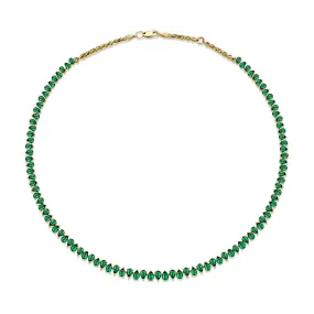 Baby Reverse Water Drop Emerald Tennis Necklace