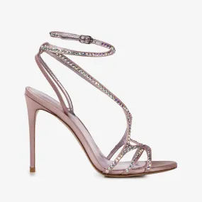 BELEN SANDAL 105 mm Paris pink satin and Crystals sandal