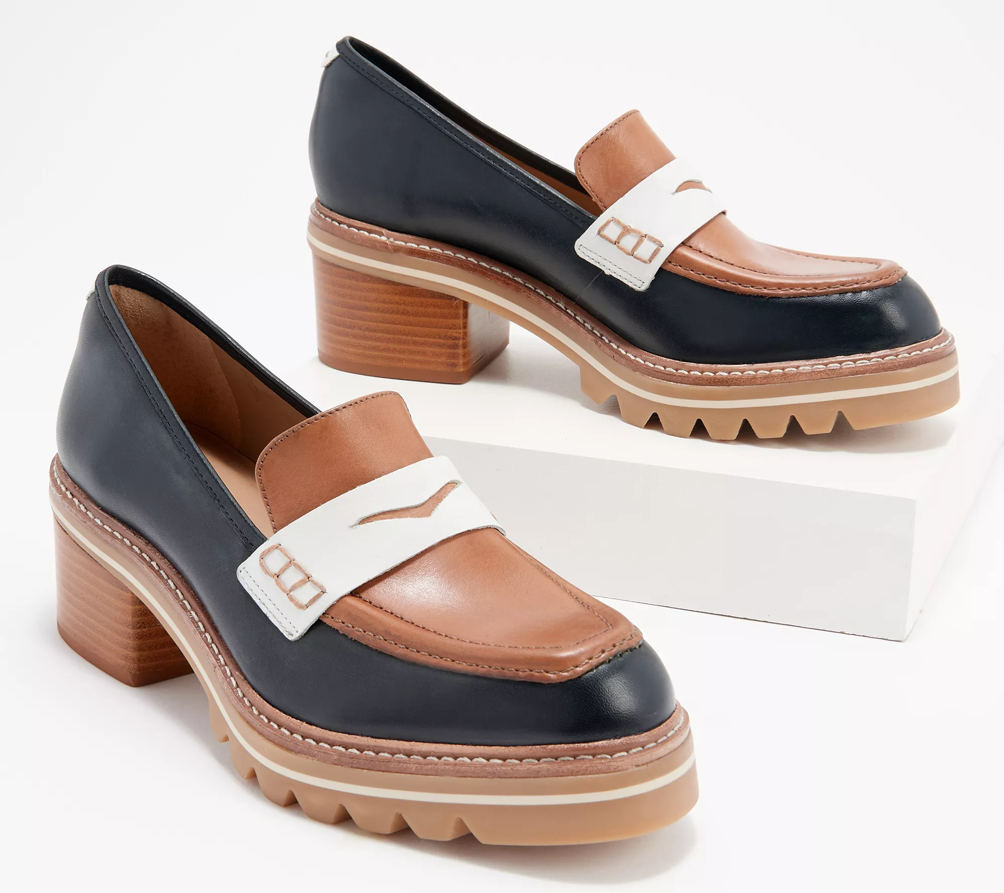 Bernardo Leather Lug Sole Platform Loafer - Selma