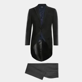 Black morning coat with blue waistcoat