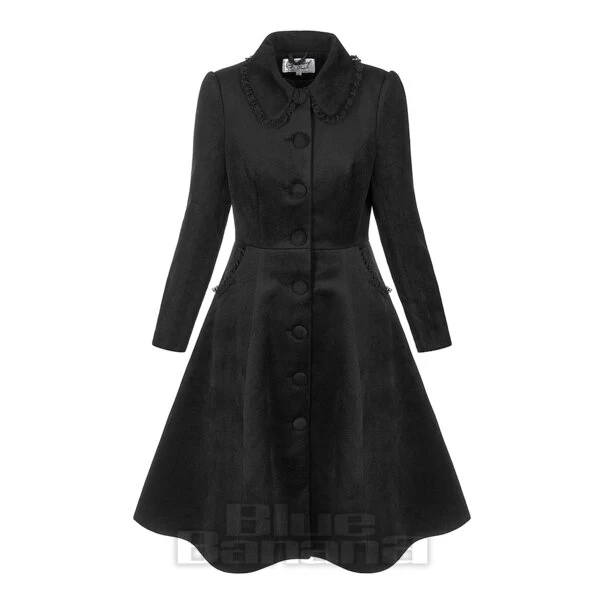 Bleeding Heart Lace Trim Coat (Black)