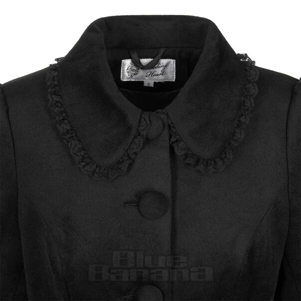 Bleeding Heart Lace Trim Coat (Black)