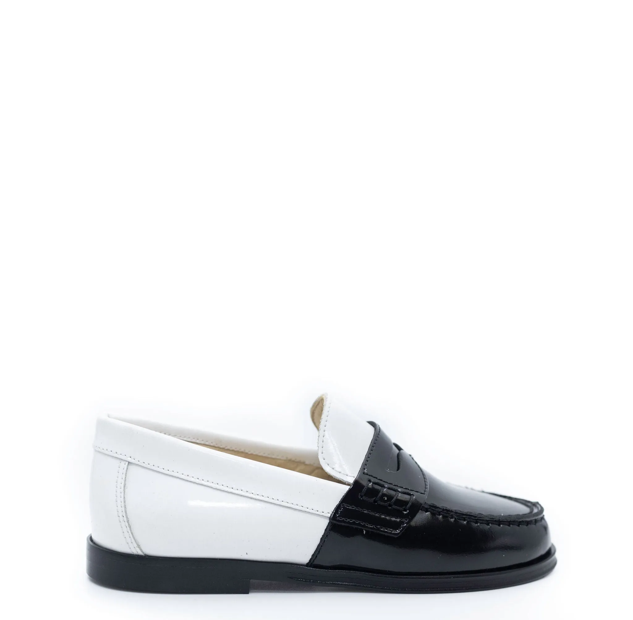 Blublonc Black and White Colorblock Penny Loafer