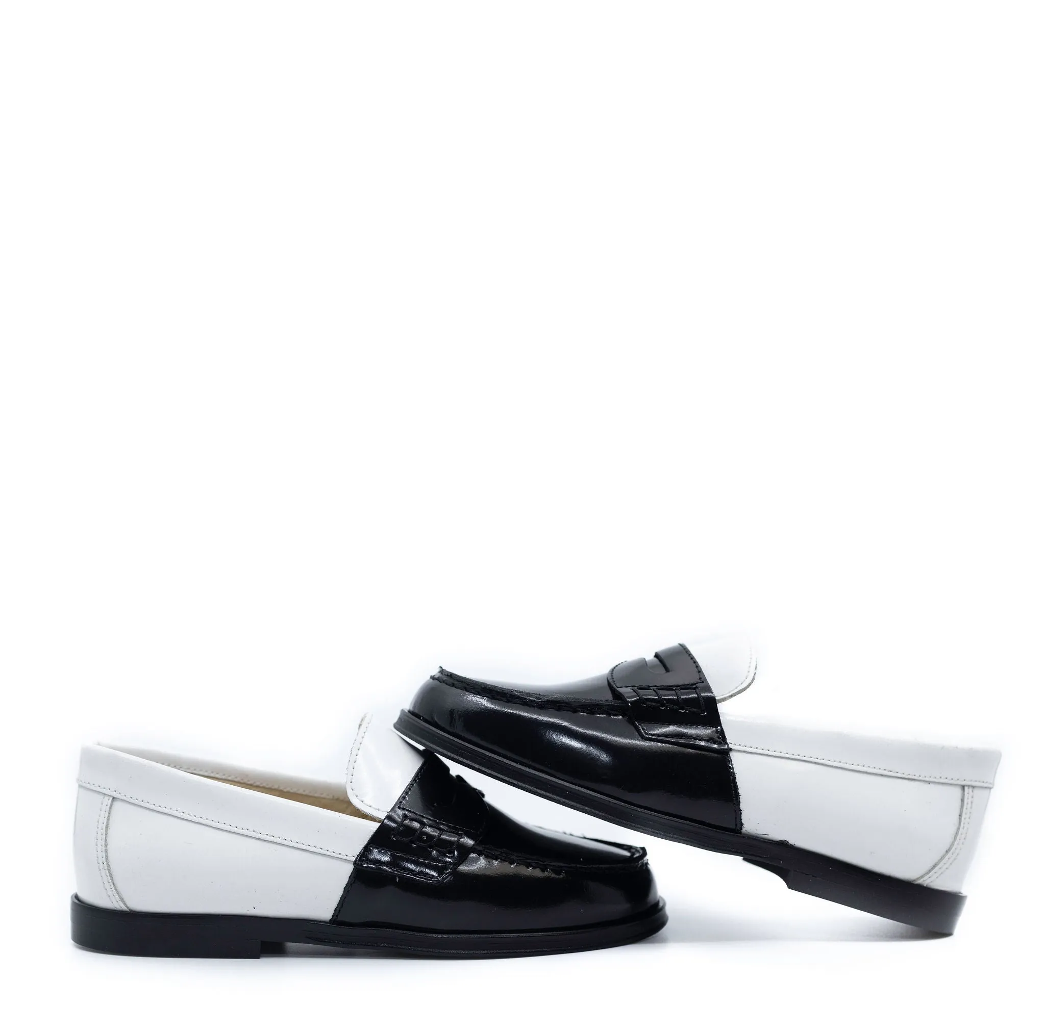 Blublonc Black and White Colorblock Penny Loafer