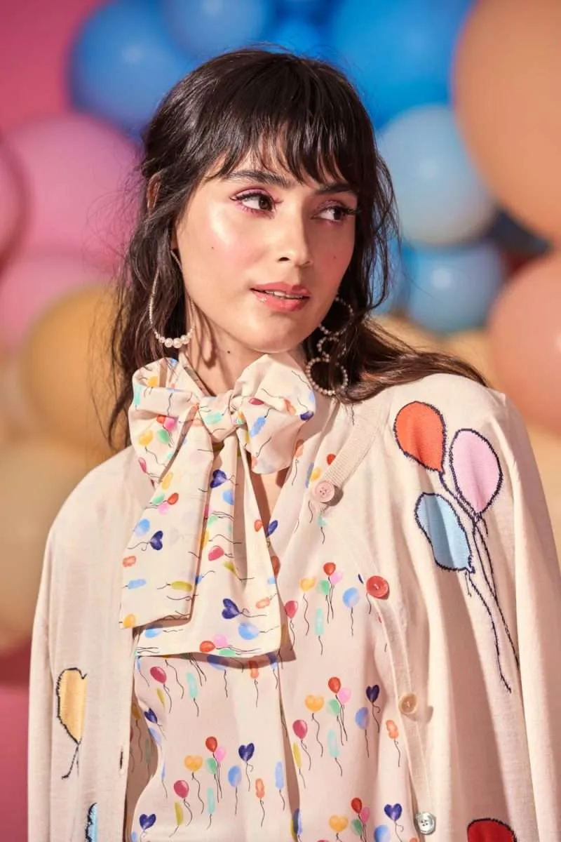 Bow Balloon Tie Blouse