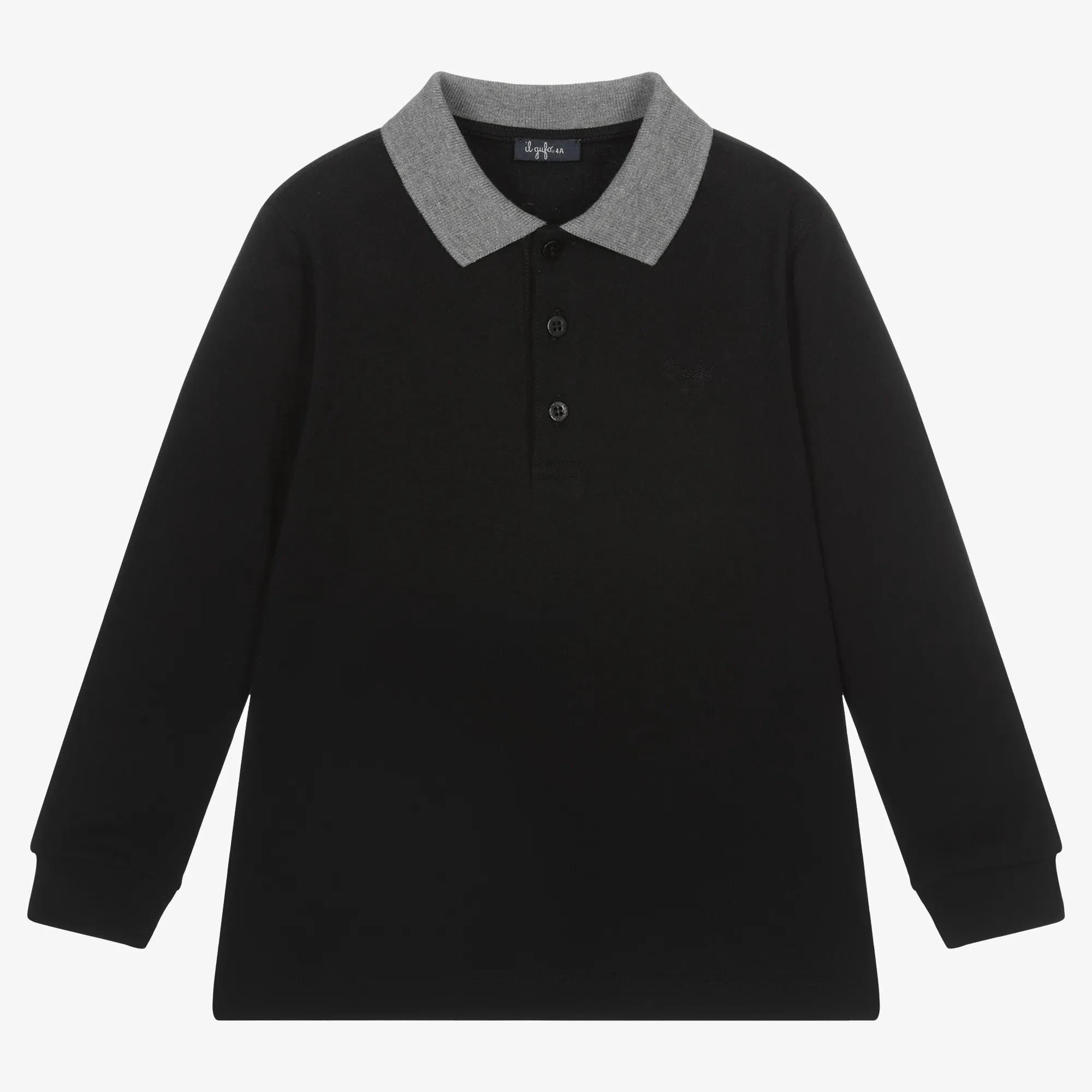 Boys Black Cotton Polo Shirt